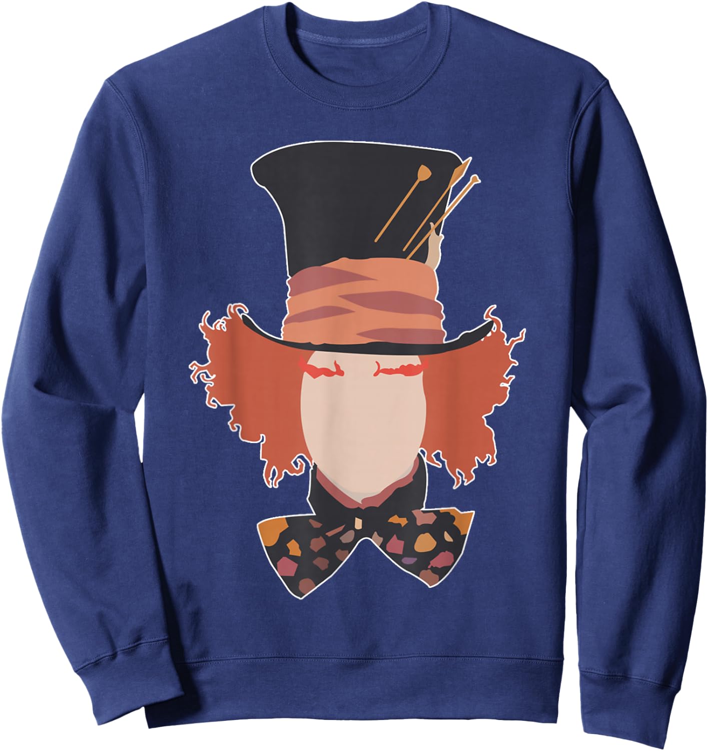 Mad Hatter Alice Minimalist We're All Mad Wonderland Sweatshirt - Sweatshirt | Navy