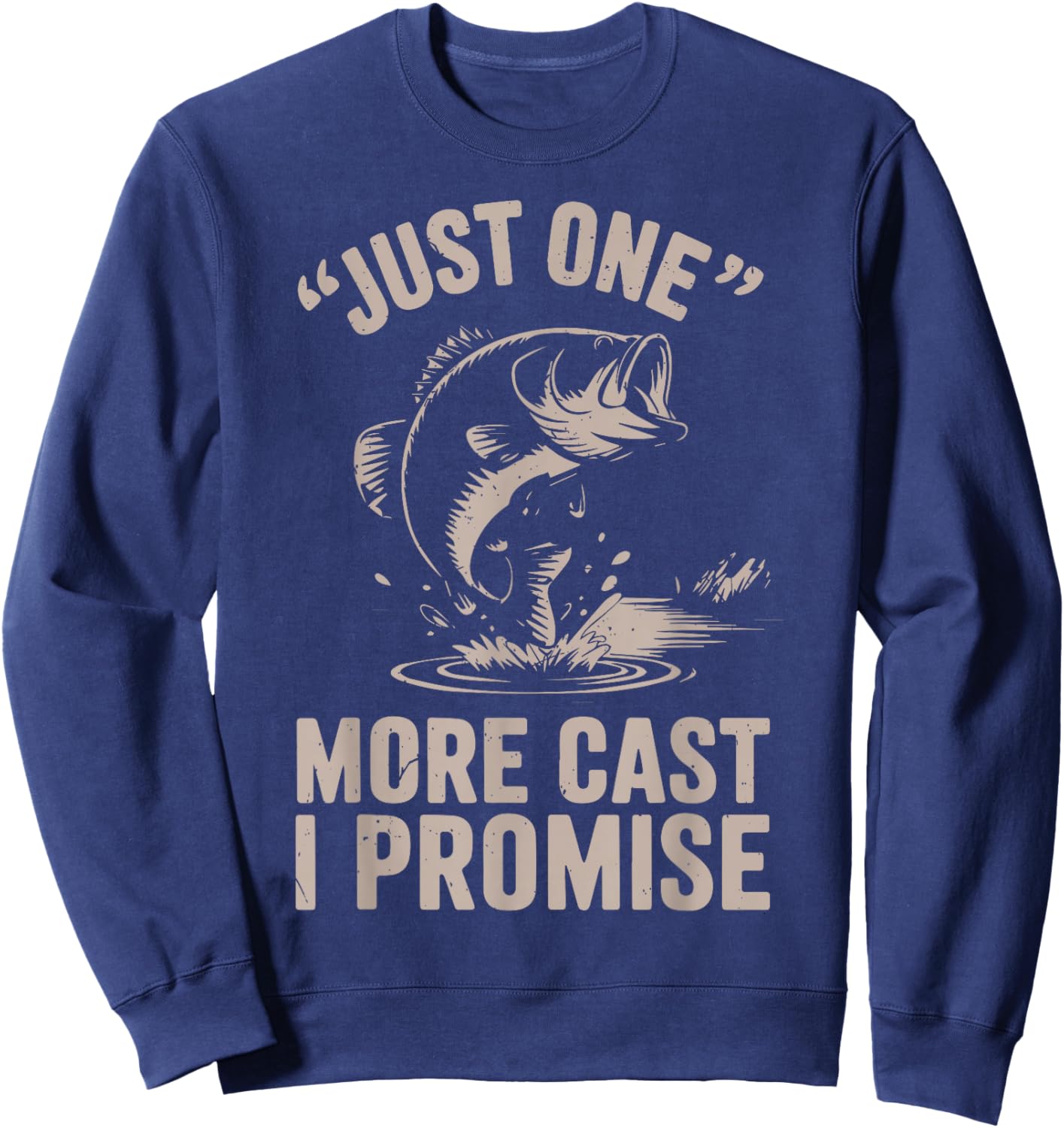 Funny Fishing Just One More Cast Boy Bass Fish Dad Fisherman Sweatshirt - Sweatshirt | Navy