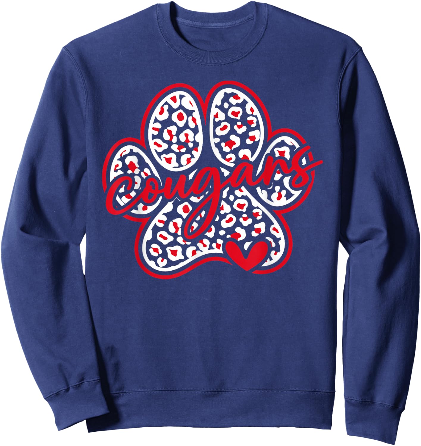Vintage Cougars School Sports Team Spirit Back To School Sweatshirt - Sweatshirt | Navy
