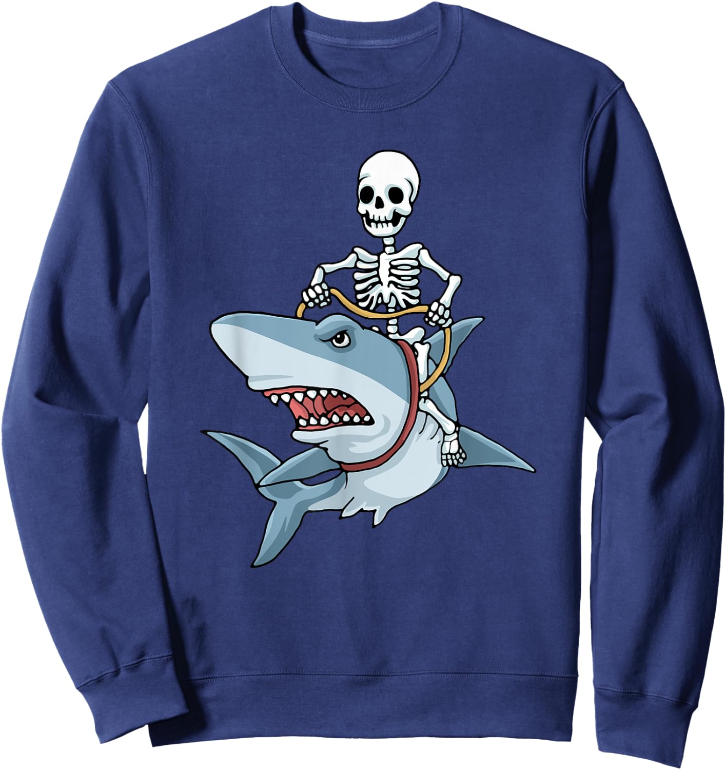 Halloween shark skeleton funny Halloween Sweatshirt - Sweatshirt | Navy