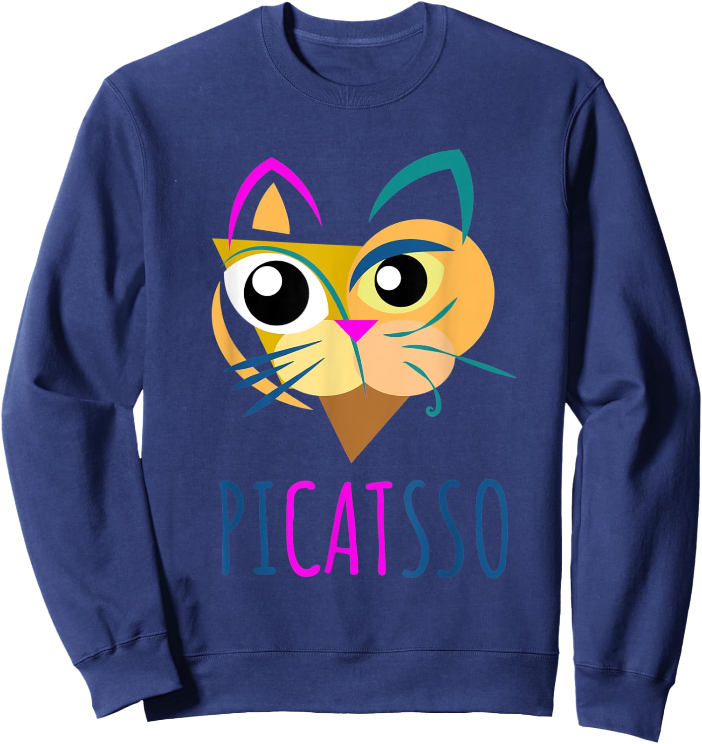 Funny Abstract Cat Art Picatsso Shirt For Art Teachers Men Women Kids Sweatshirt - Sweatshirt | Navy