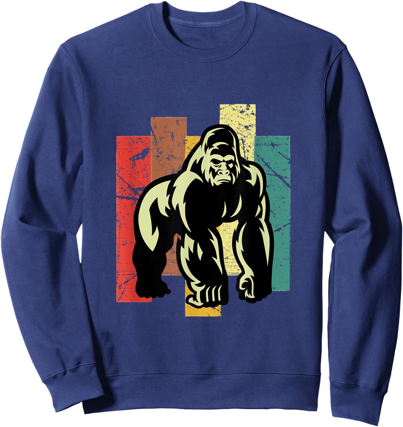 Gorilla Shirt Retro 70s Vintage Animal Lover Art Sweatshirt - Sweatshirt | Navy
