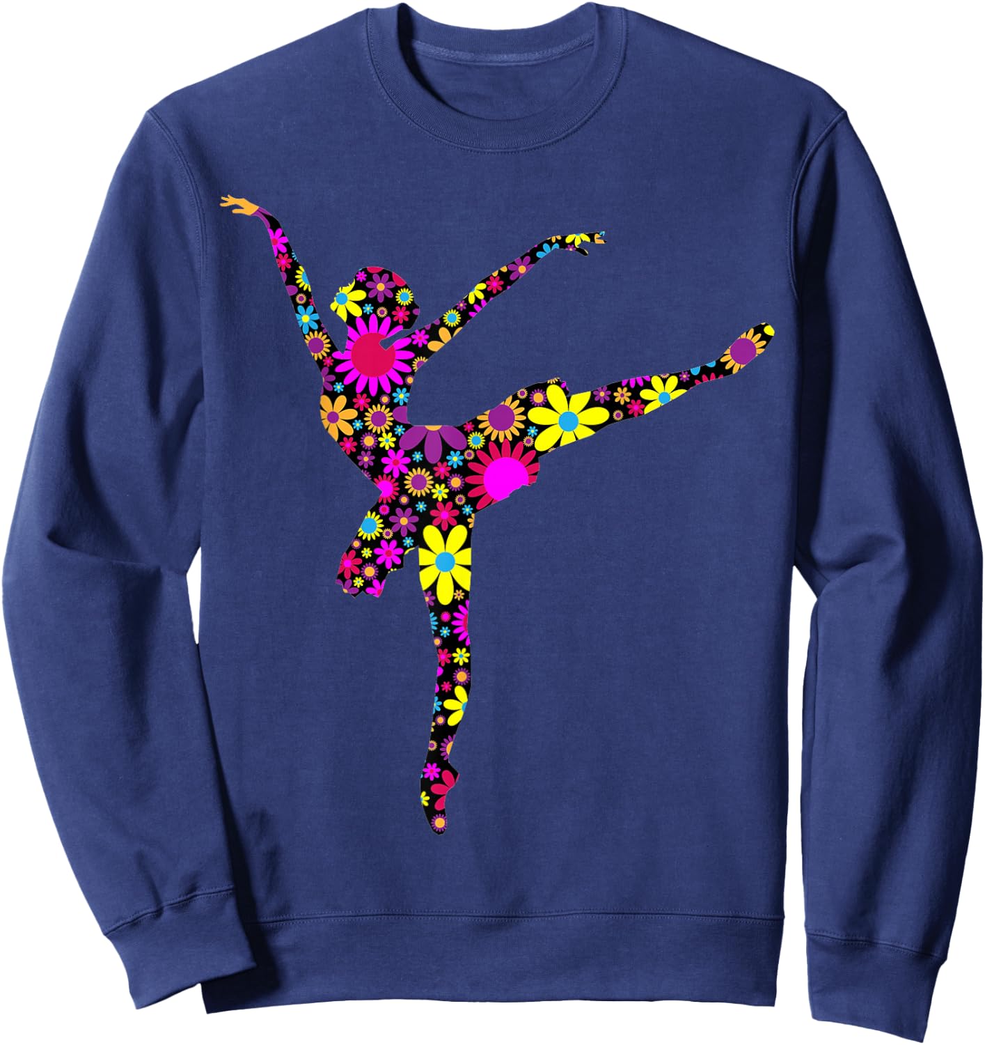 Colorful Flower Ballerina Girl | Gift Ballet Sweatshirt - Sweatshirt | Navy