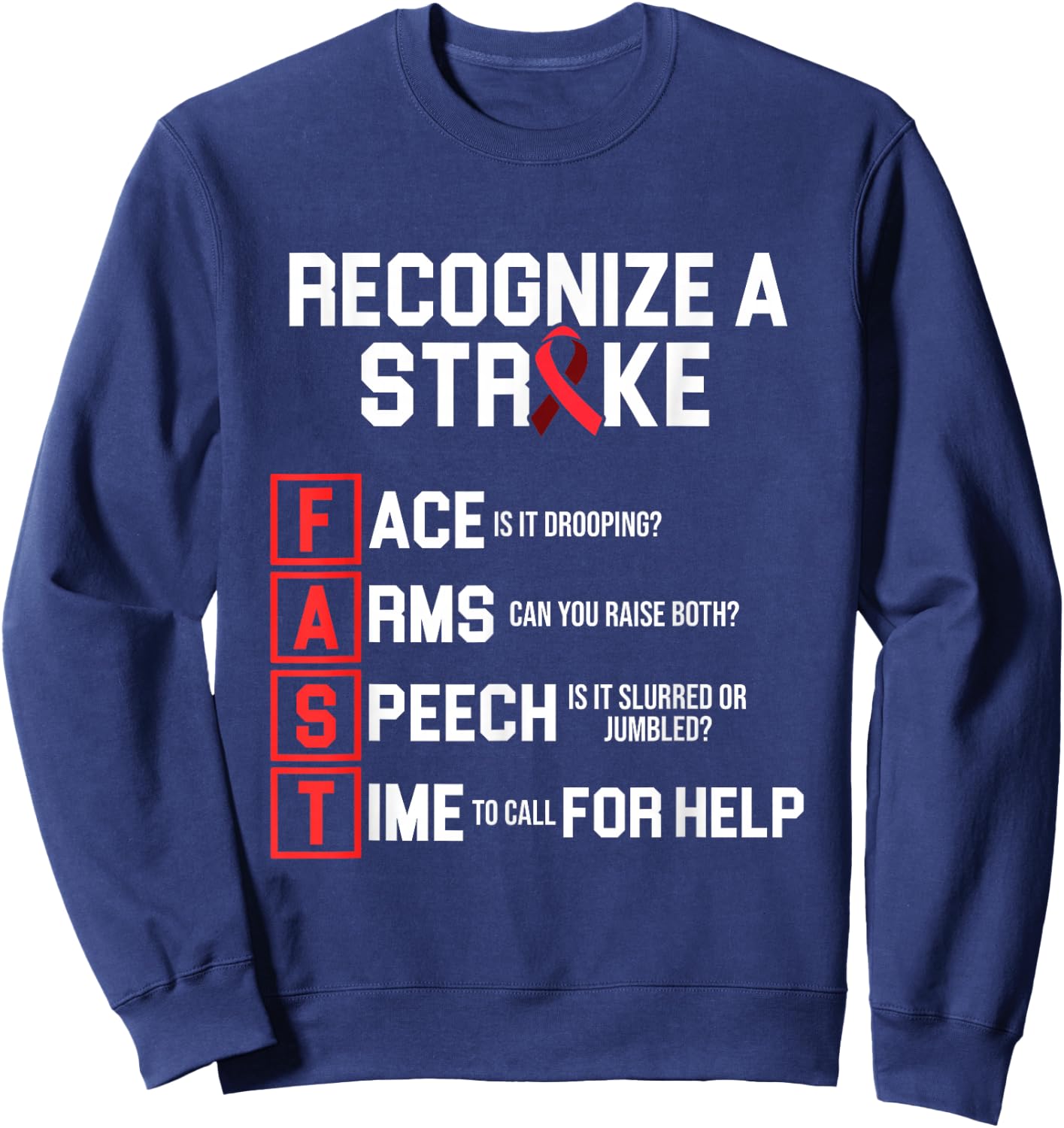 Stroke Awareness Survivor Fast Strong Warrior Sweatshirt - Sweatshirt | Navy