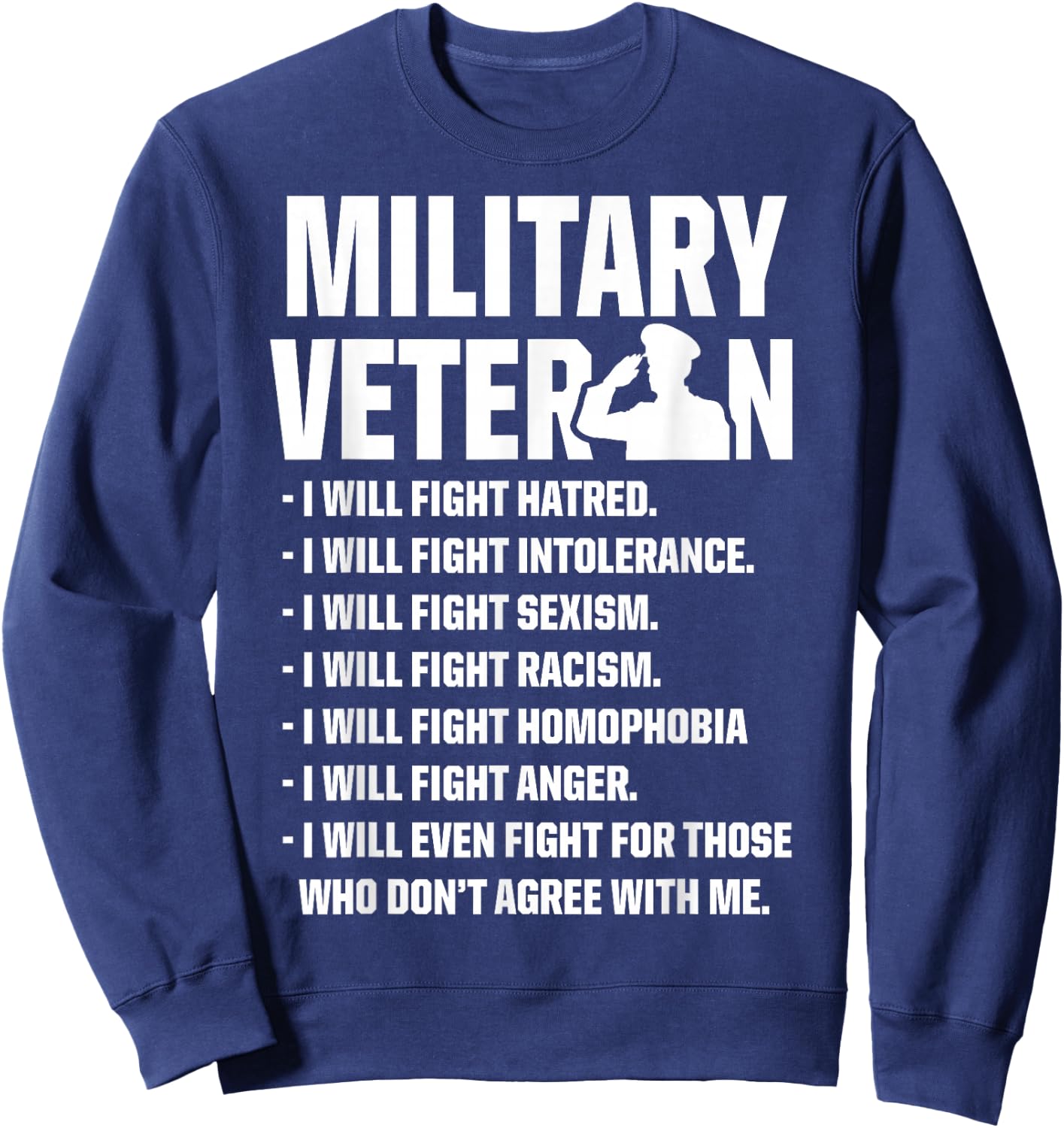 Military Veterans Against Trump 2020 Fight USA Election Sweatshirt - Sweatshirt | Navy