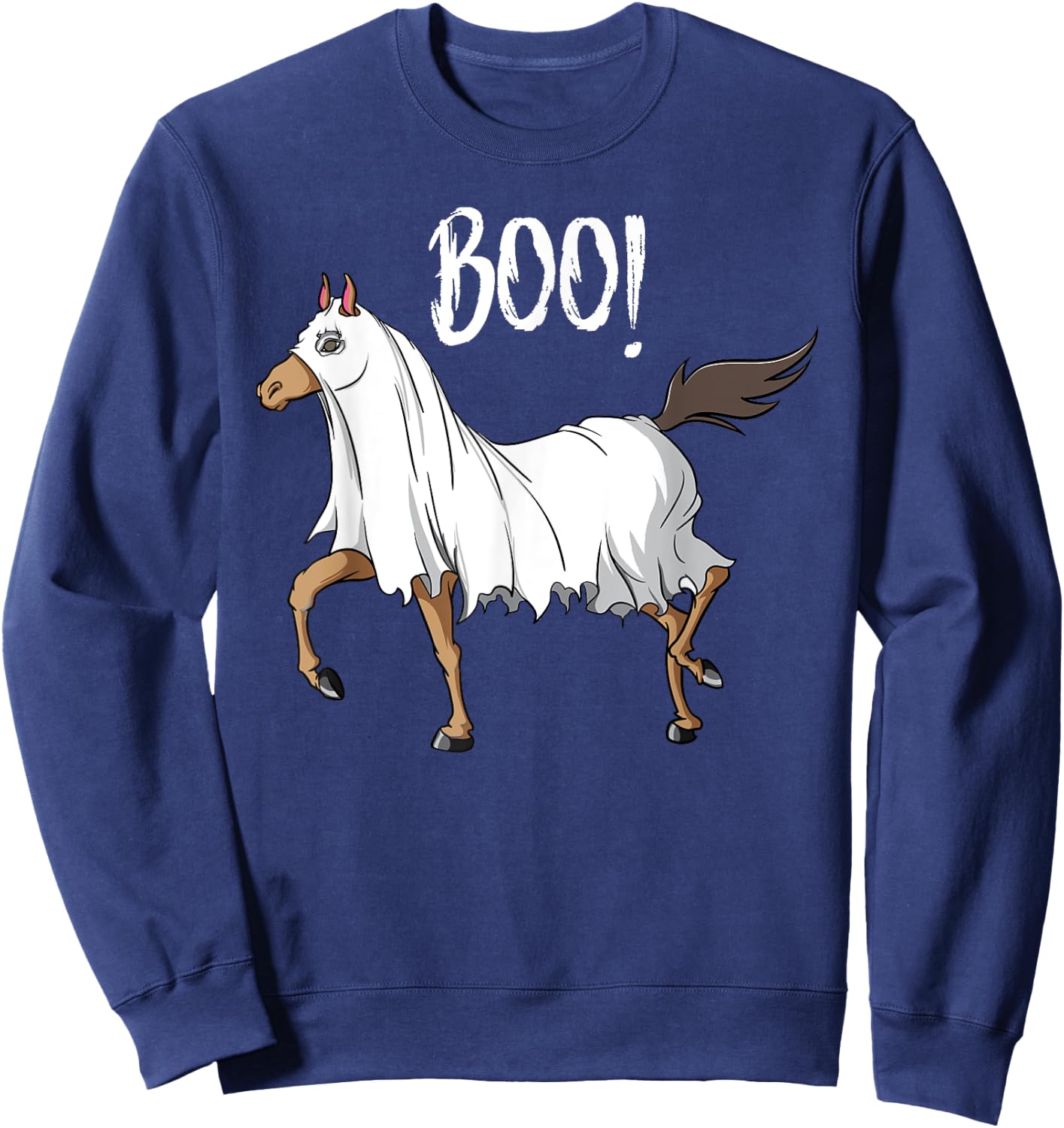 Horse Ghost Costume Funny Equestrian Horse Lover Halloween Sweatshirt - Sweatshirt | Navy