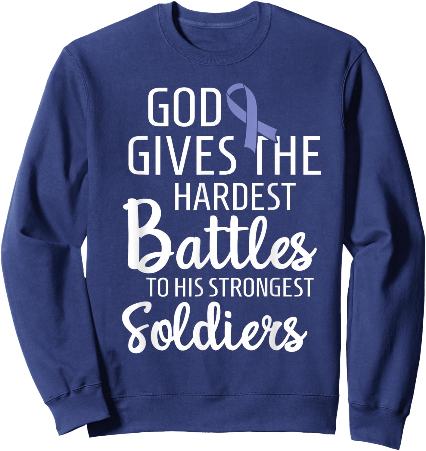 Stomach Cancer Fighter Survivor Periwinkle Ribbon Gift Sweatshirt - Sweatshirt | Navy