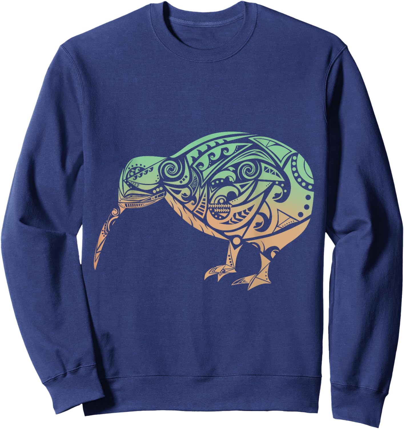 Polynesia Maori Kiwi Bird Green Orange New Zealand Gift Sweatshirt - Sweatshirt | Navy