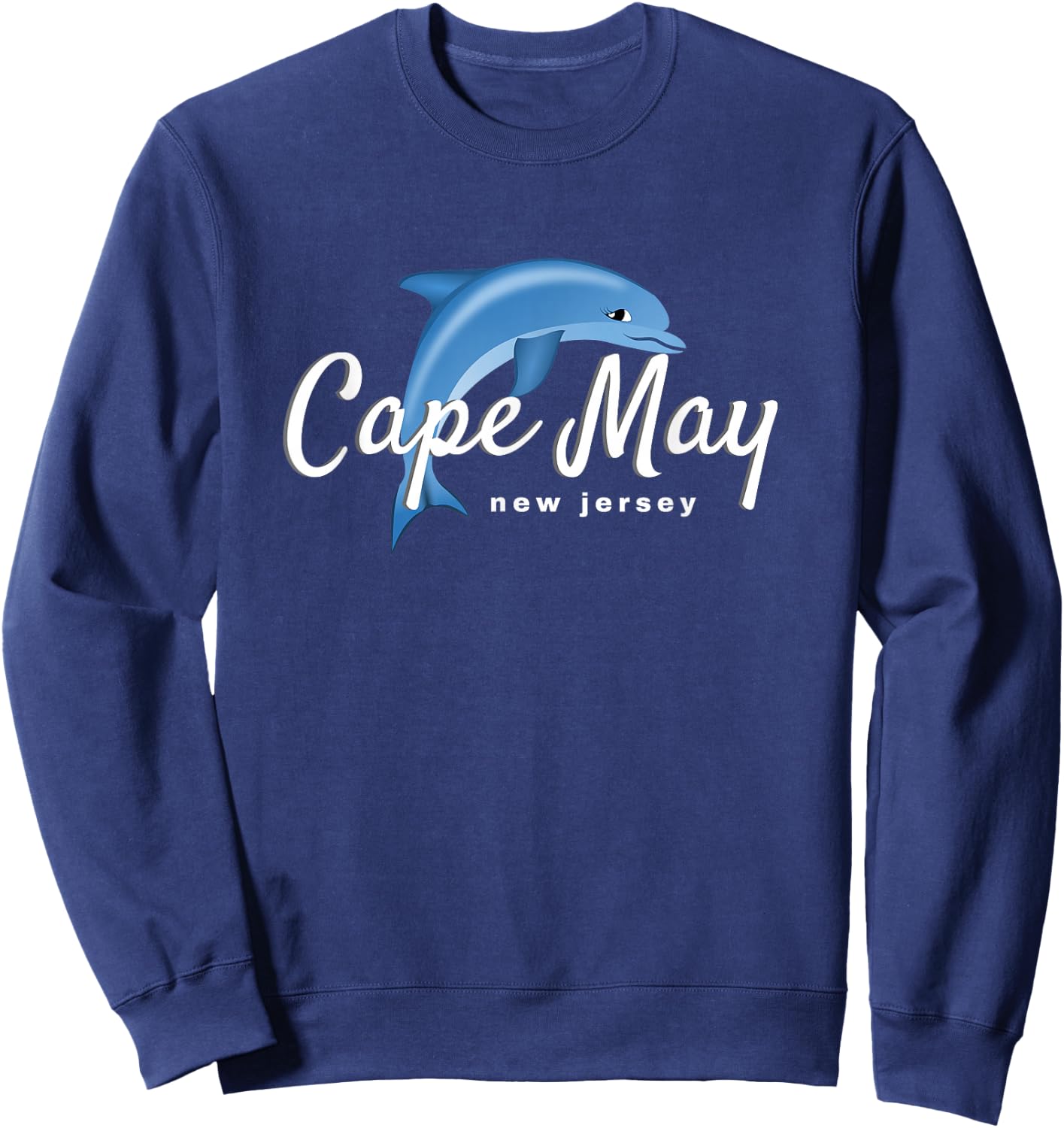 Cape May NJ , Cape May Dolphin Beach Shirt Sweatshirt - Sweatshirt | Navy