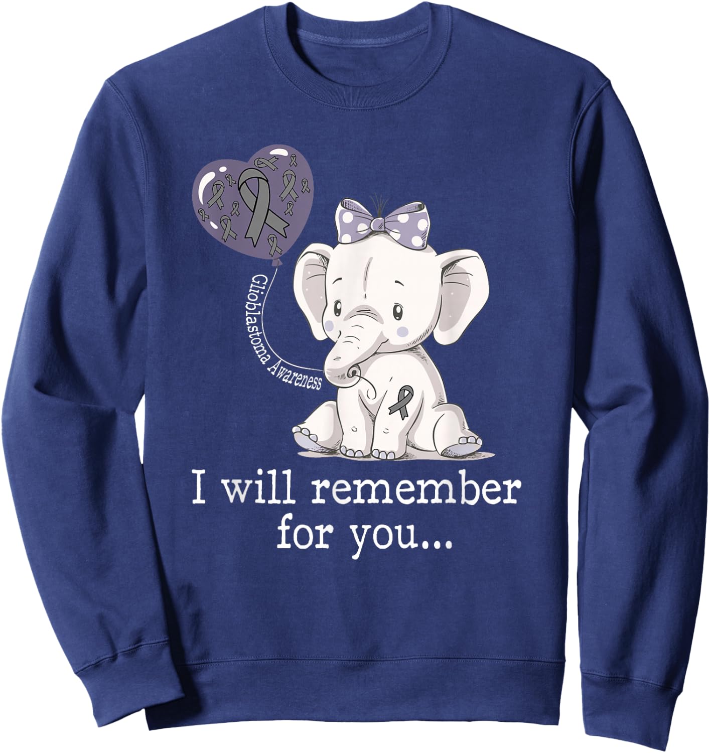 Glioblastoma Awareness Elephant Sweatshirt - Sweatshirt | Navy