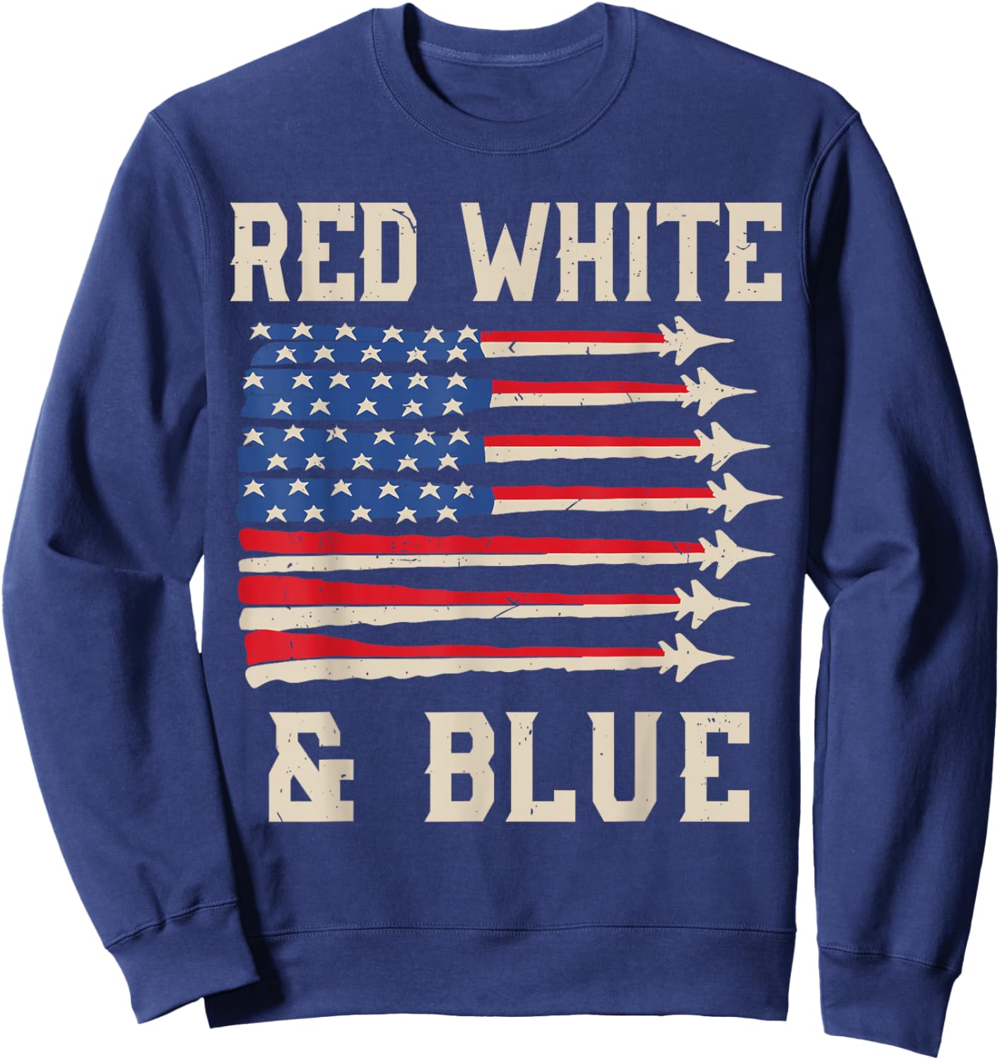 Red White & Blue 4th July Fighter Jet Boy Toddler Patriotic Sweatshirt - Sweatshirt | Navy