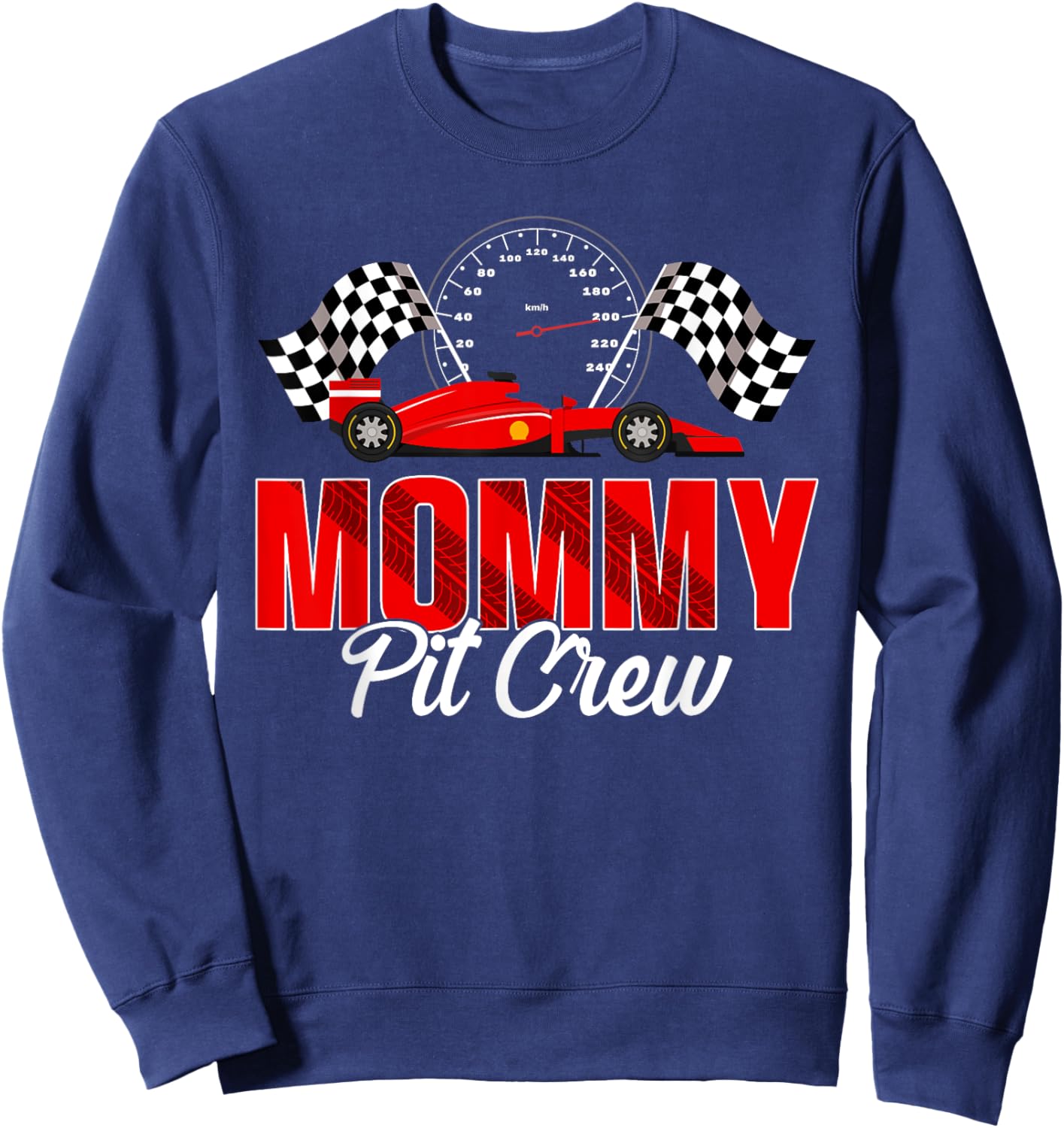Race Car Birthday Party Racing Family Mommy Pit Crew Sweatshirt - Sweatshirt | Navy
