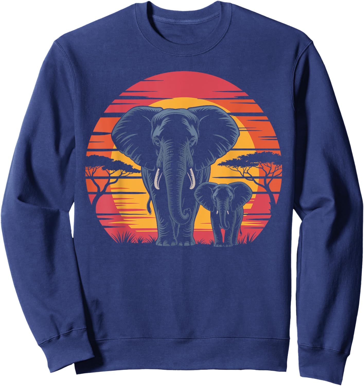 Elephant Retro Style Elephant Vintage Men Women Kids Sweatshirt - Sweatshirt | Navy