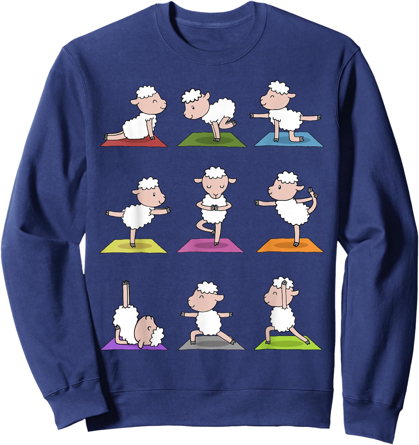 Sheep Yoga Funny Cute Sheeps In Yoga Poses Sweatshirt - Sweatshirt | Navy