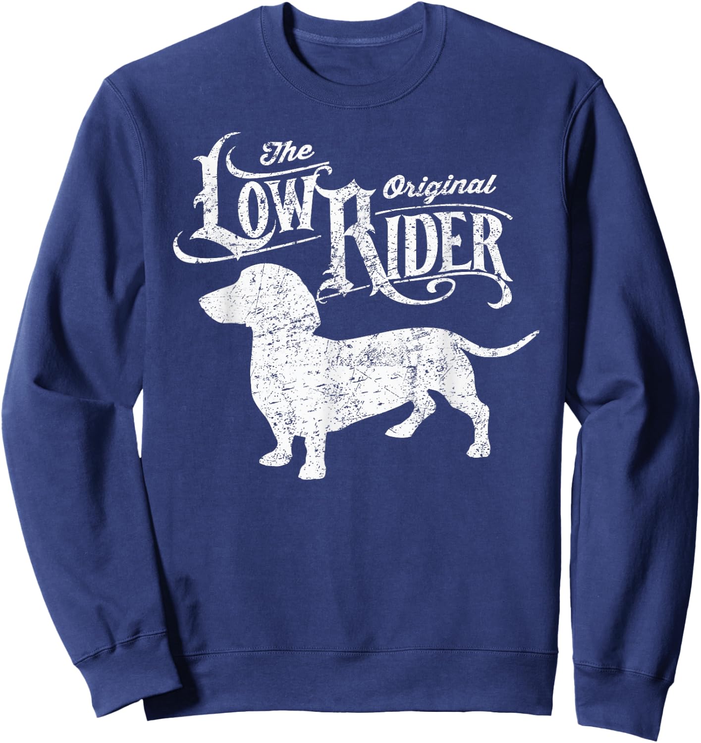 Dog Smiles Adult Dachshund Dog Funny - Black, Small Sweatshirt - Sweatshirt | Navy