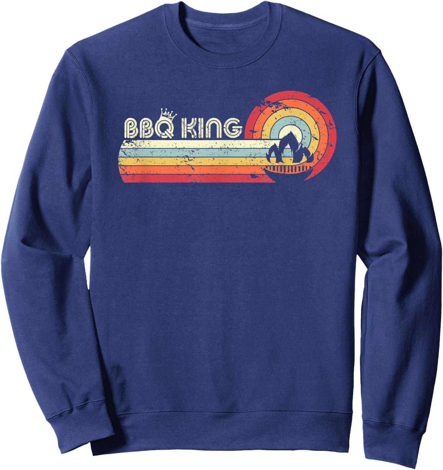 BBQ King Shirt. Retro Style Barbecue Sweatshirt - Sweatshirt | Navy