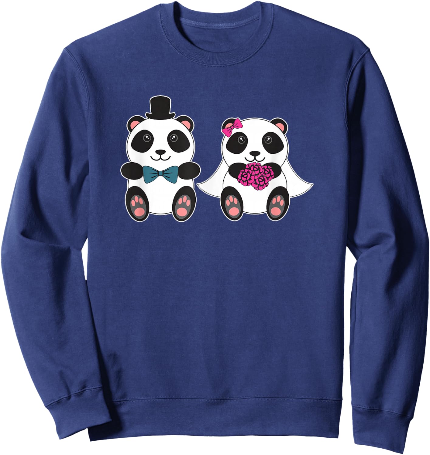 Wedding Panda Bear Bride Groom Married Honeymoon Matching Sweatshirt - Sweatshirt | Navy