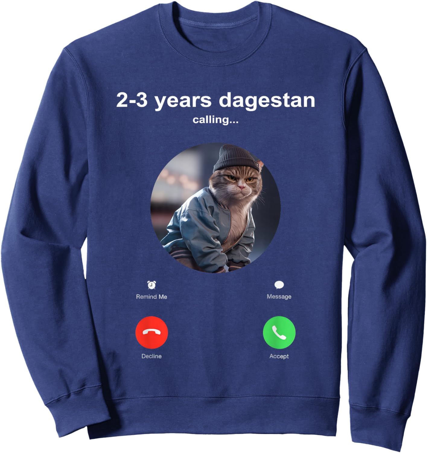 Send Him 2-3 Years Dagestan Funny MMA Wrestling Cat Sweatshirt - Sweatshirt | Navy