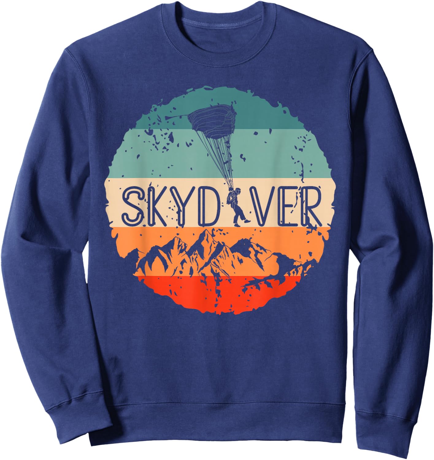 Retro Vintage Skydiver Skydiving Parachuting Fan Skydiving Sweatshirt - Sweatshirt | Navy