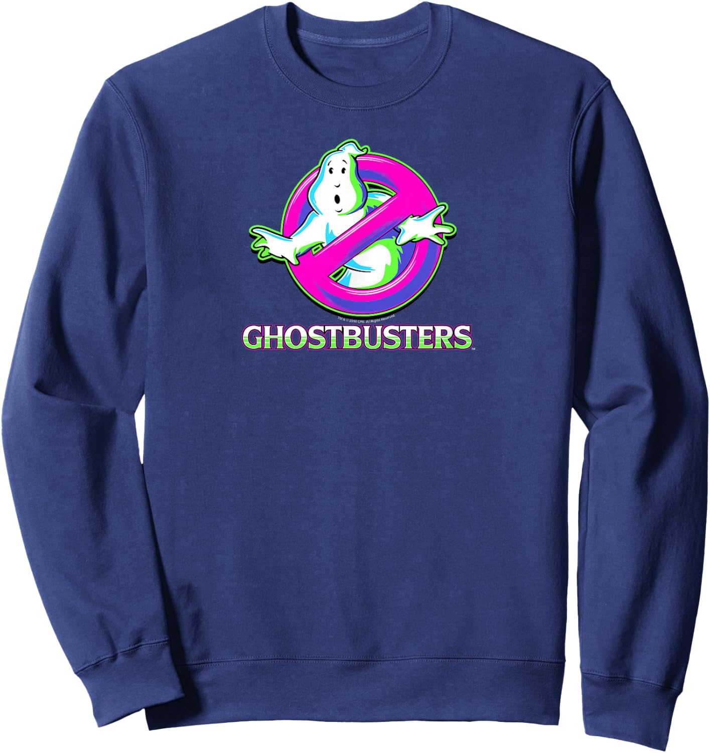 Ghostbusters Colorful Arcade Style Logo Retro Movie Sweatshirt - Sweatshirt | Navy
