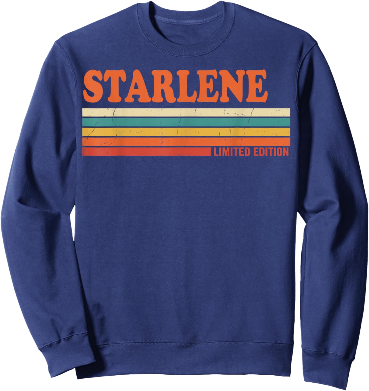 Starlene Retro Personalized First Name Vintage Stripes Sweatshirt - Sweatshirt | Navy