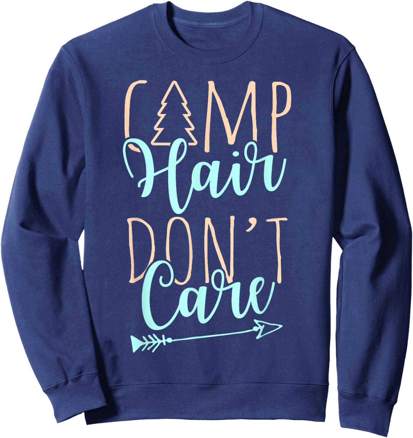 Camp Hair Don't Care Camping Shirt for Girls Sweatshirt - Sweatshirt | Navy