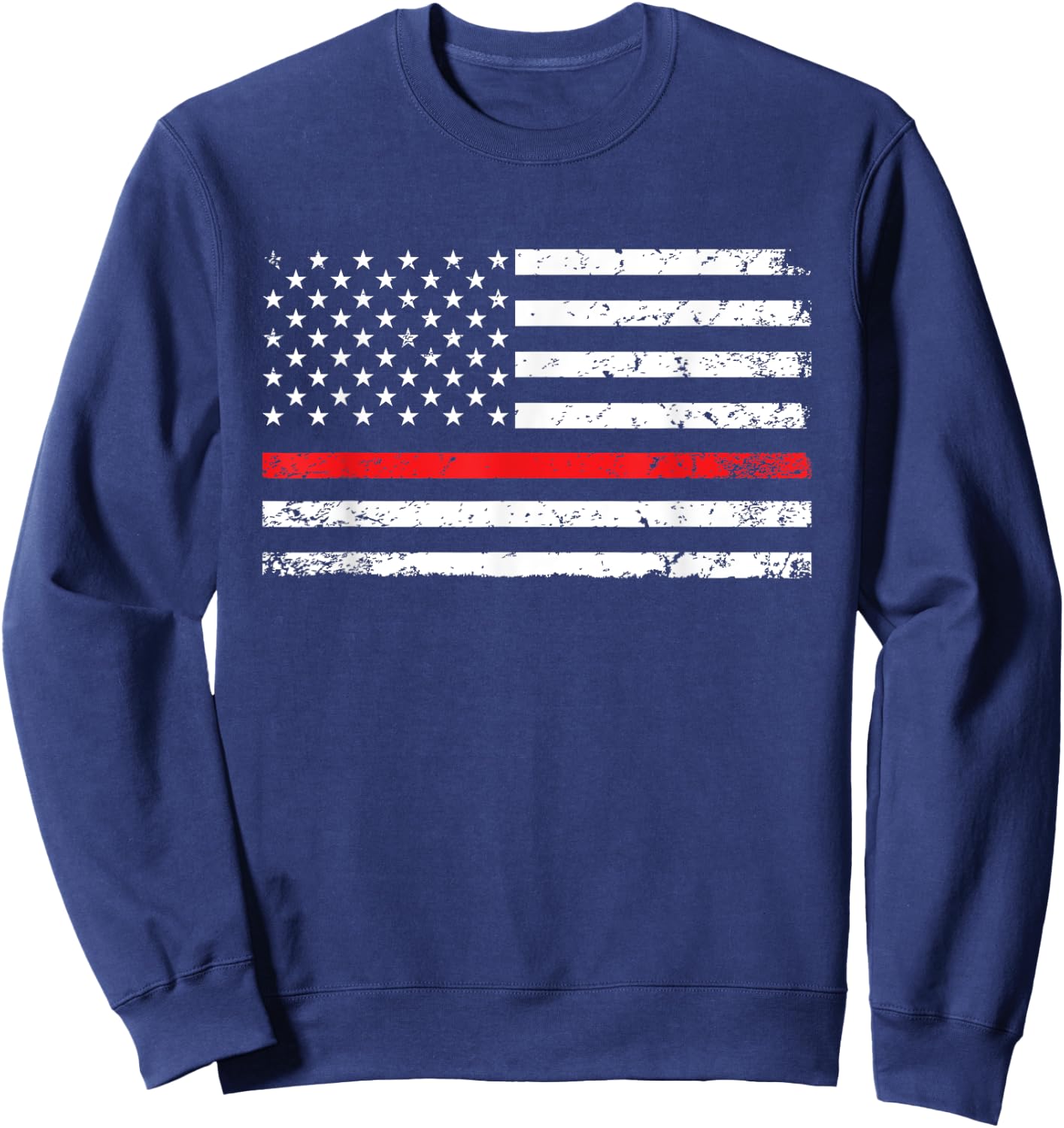 Thin Red Line American Flag Firefighter Gift Sweatshirt - Sweatshirt | Navy