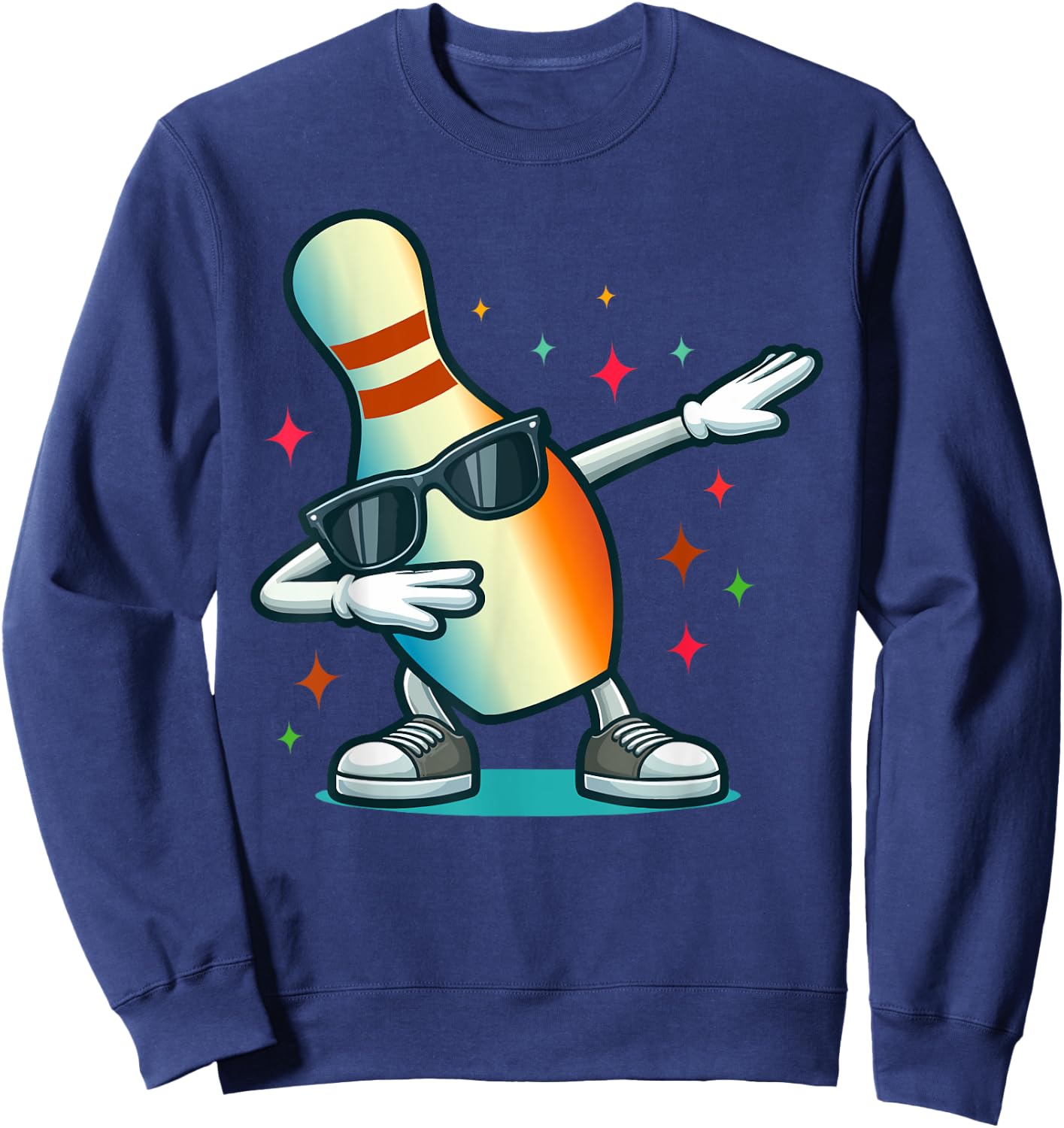 Bowling Pin Dabbing Sunglasses Bowler Player Kids Boys Men Sweatshirt - Sweatshirt | Navy