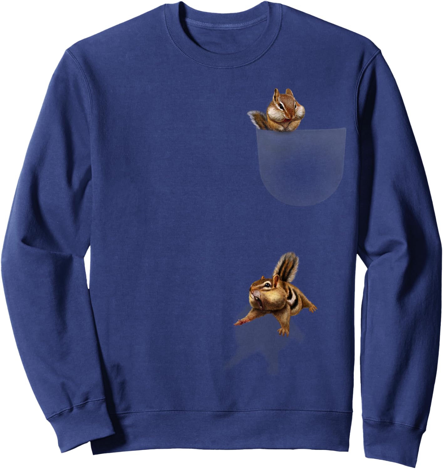 Cute Pocket Chipmunk, Funniest Squirrel Falling Medium Asphalt Sweatshirt - Sweatshirt | Navy