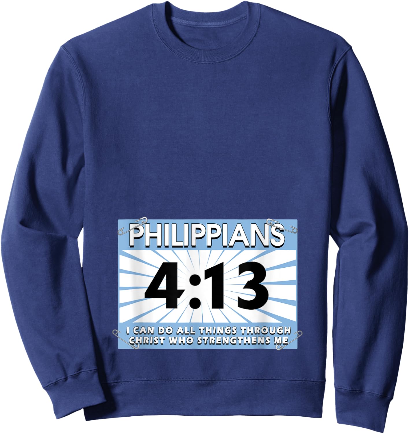 Runners Bib Philippians 4:13 Christ Faith Running Marathon Sweatshirt - Sweatshirt | Navy