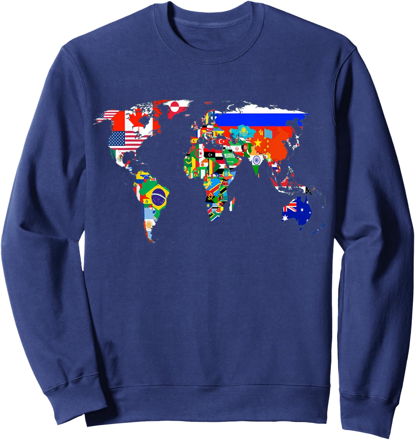 World Map Country Flag Atlas Sweatshirt - Sweatshirt | Navy