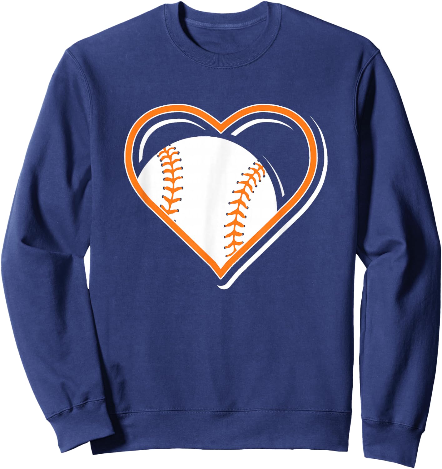 Cute Orange Baseball Heart Shirt - Baseball in Heart Sweatshirt - Sweatshirt | Navy