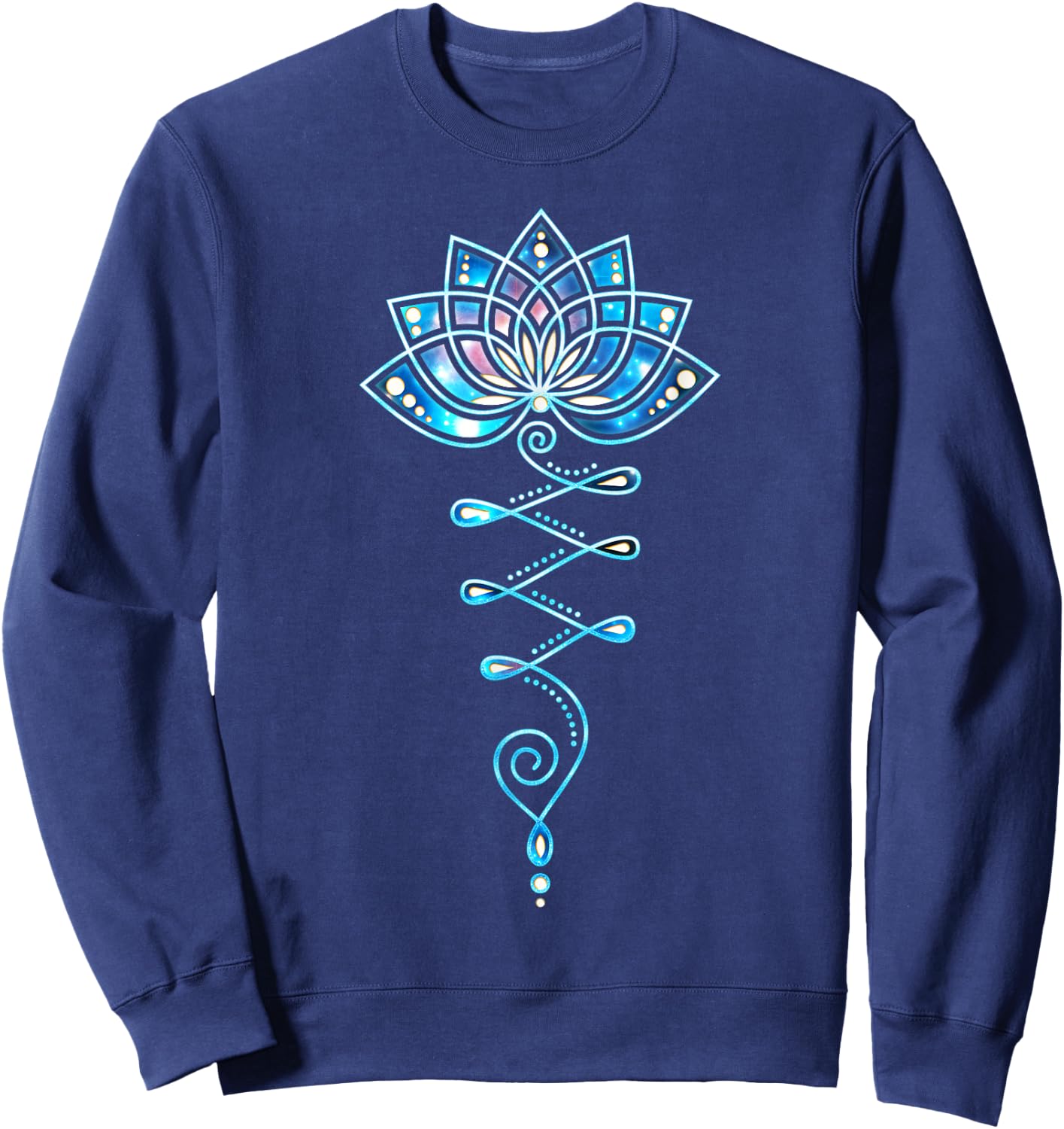 Lotus Flower Unalome Yoga Meditation Awareness Zen Sweatshirt - Sweatshirt | Navy