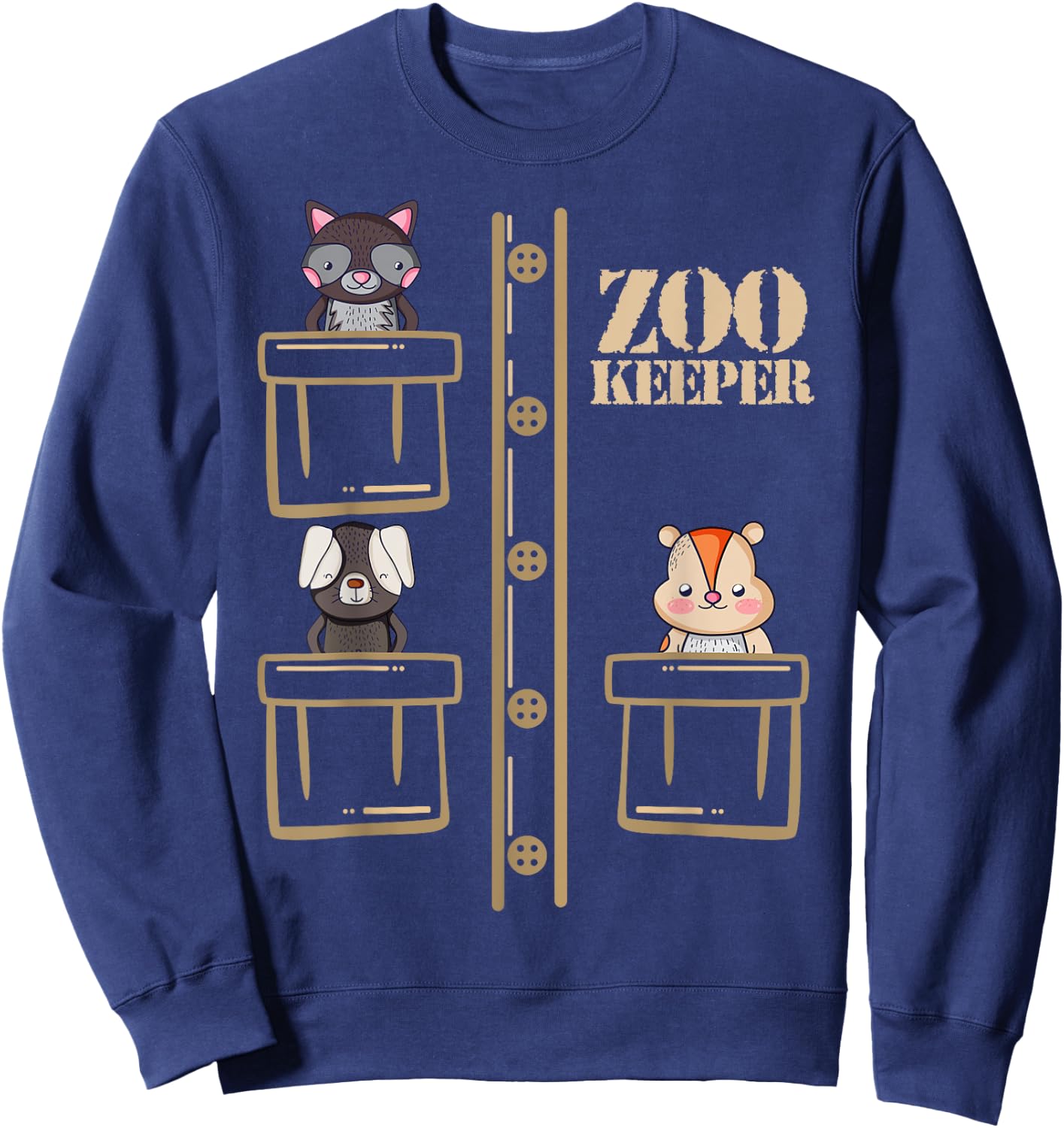 Zoo Keeper Halloween Safari Adult Men Women Costume Shirt Sweatshirt - Sweatshirt | Navy