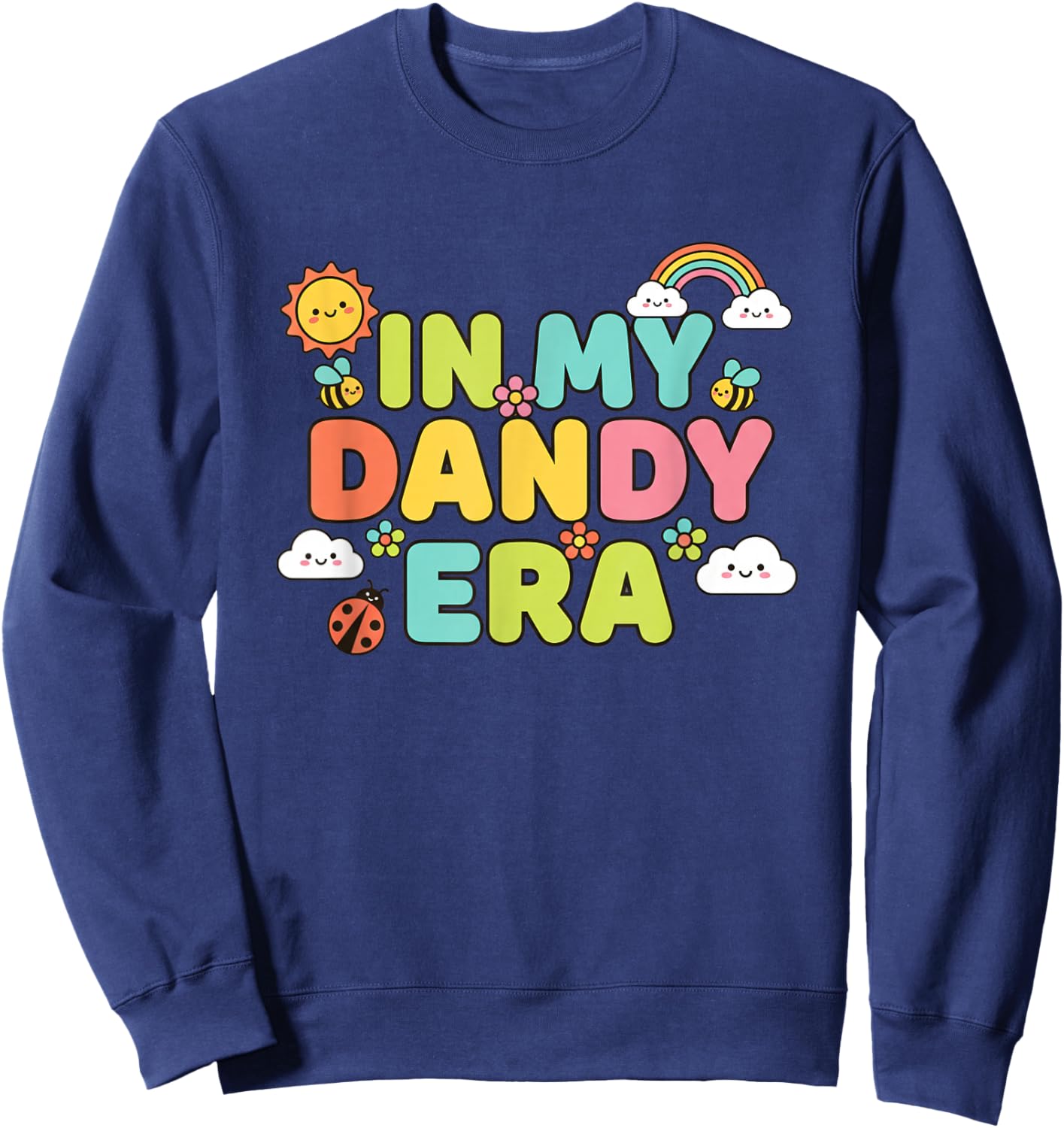 in My Dandy Era Kids Halloween Funny Retro Rainbow Sun Ladyb Sweatshirt - Sweatshirt | Navy