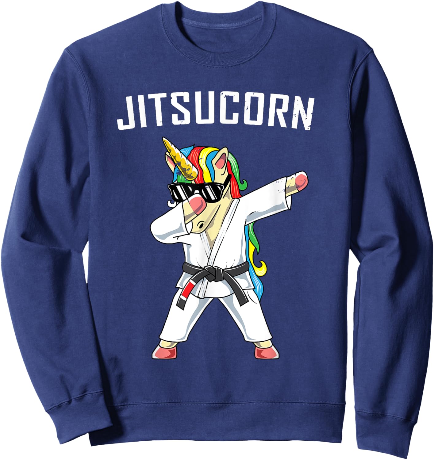 Jiu Jitsu Dabbing Unicorn T Shirt | Jitsucorn Funny Gift Sweatshirt - Sweatshirt | Navy