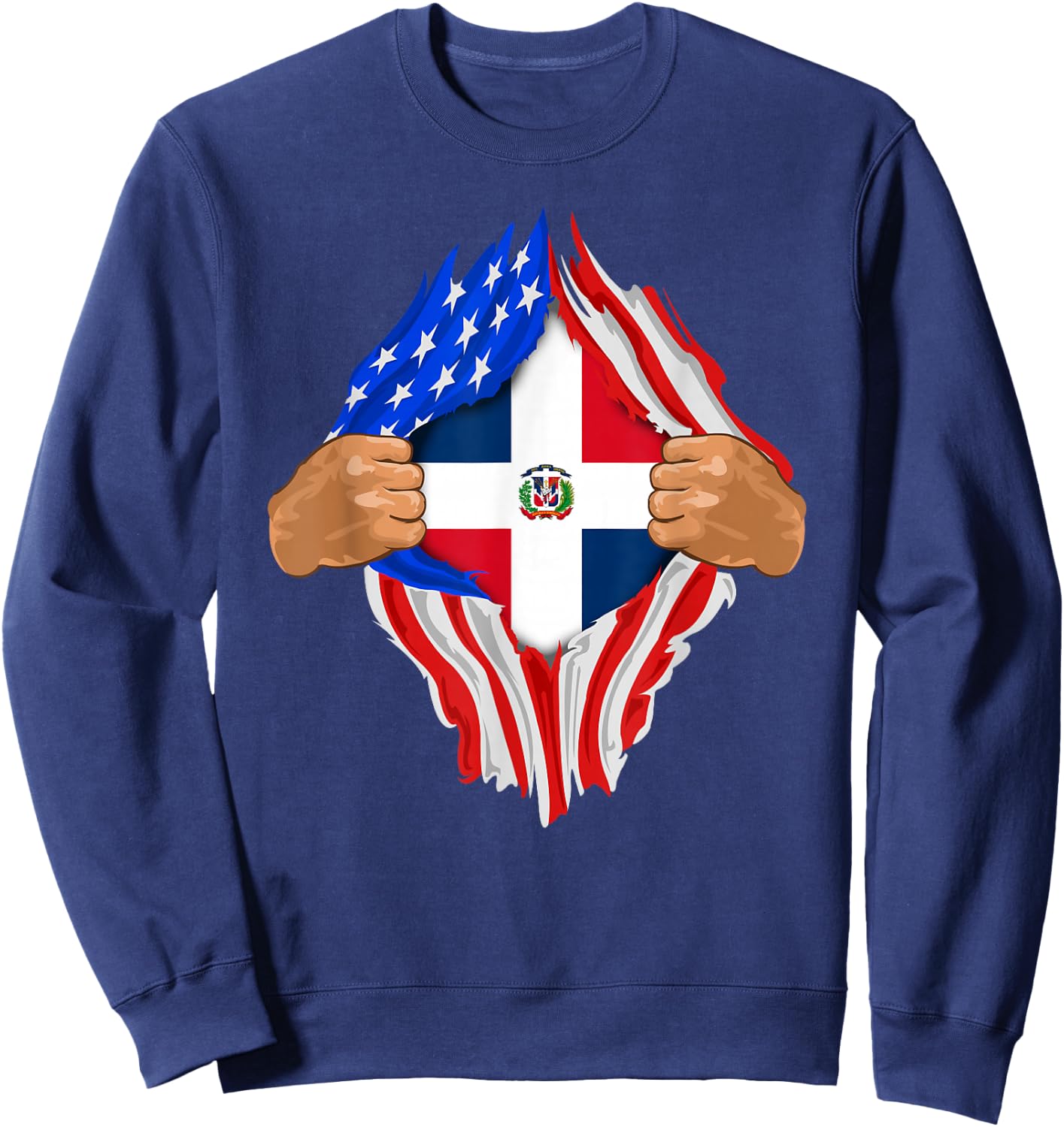 Dominican Blood Inside Me Dominican Republic Flag Gift Sweatshirt - Sweatshirt | Navy