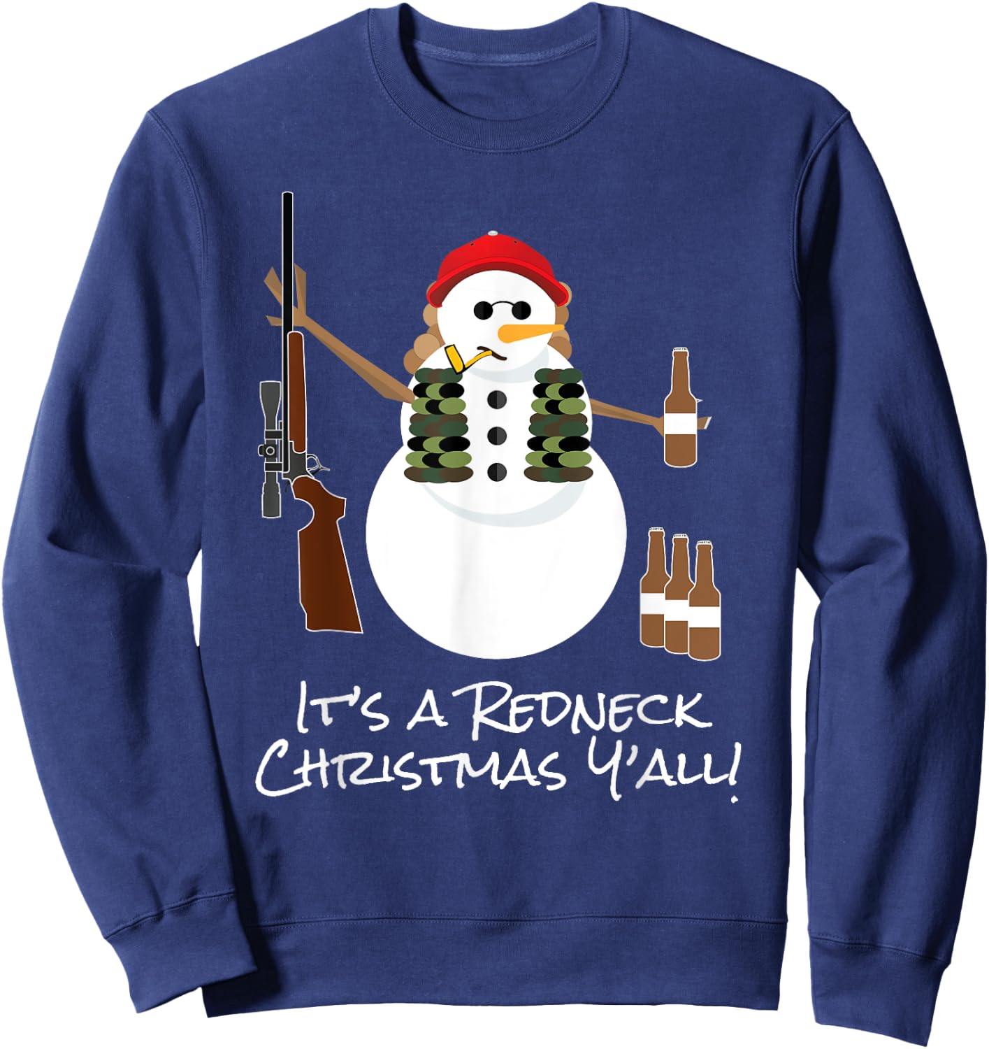 Funny Redneck Christmas Snowman Shirt Sarcastic Gift Sweatshirt - Sweatshirt | Navy