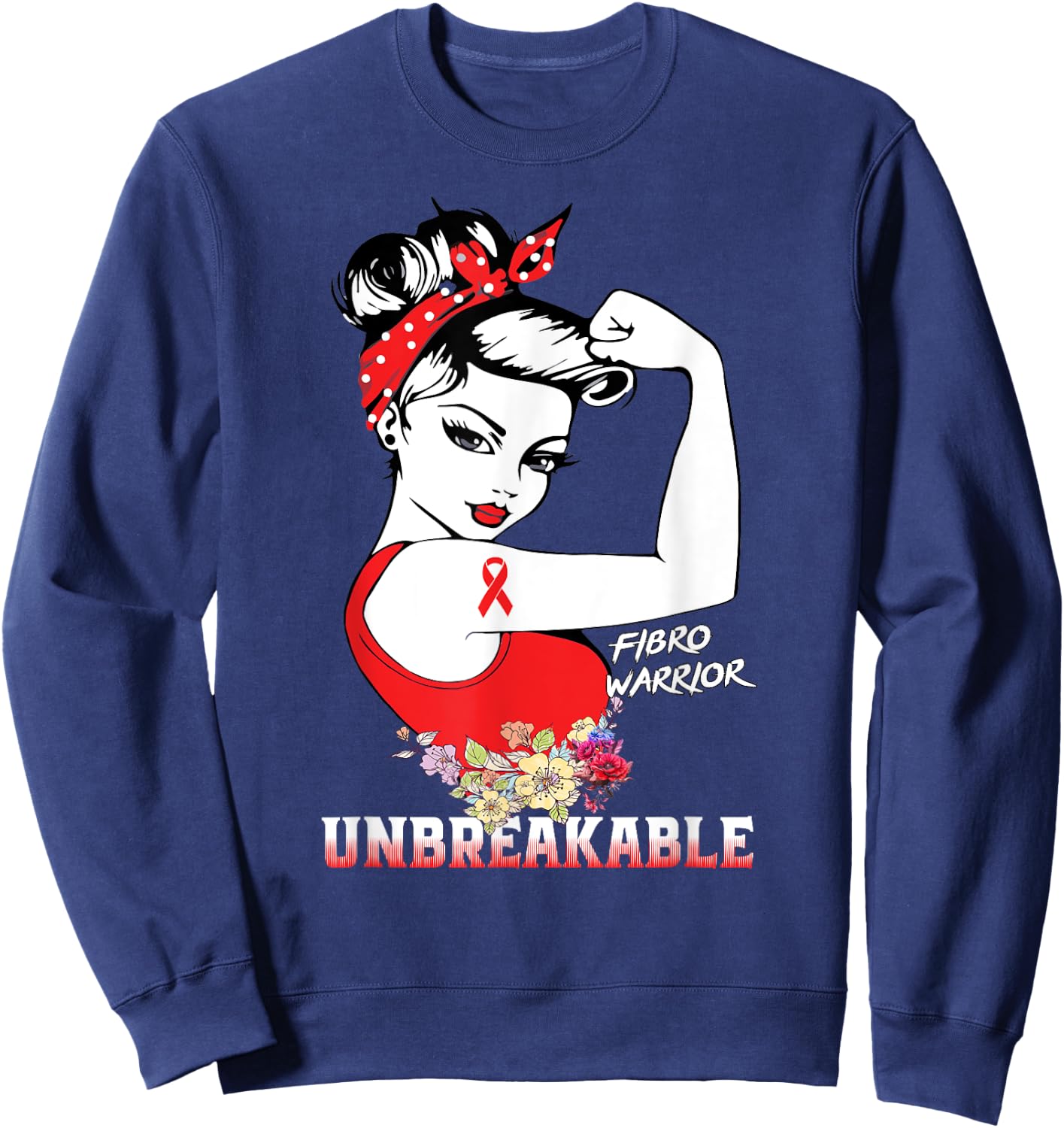 Fibro Warrior Unbreakable Fibromyalgia Awareness Sweatshirt - Sweatshirt | Navy