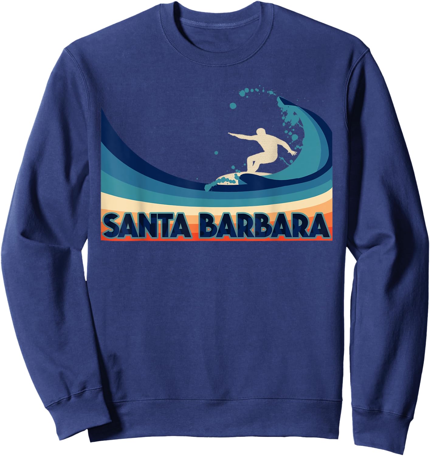 Santa Barbara Retro Surf Travel Souvenir Gift Sweatshirt - Sweatshirt | Navy