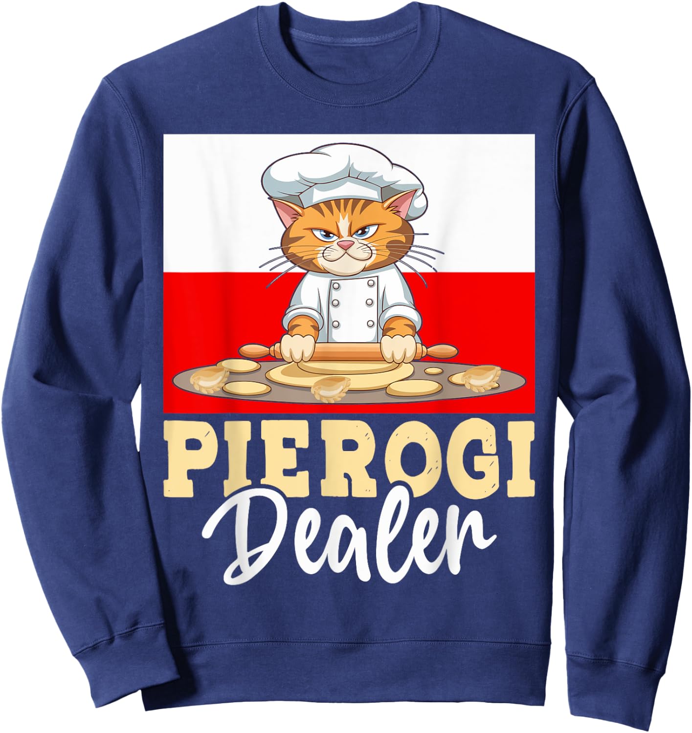 Pierogi Dealer Cat Foodie Traditional Polish Food Lover Women Sweatshirt - Sweatshirt | Navy