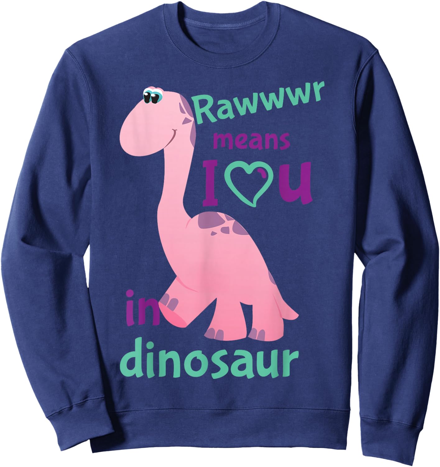 Lil' Stings Adult Baby I Love You Dinosaur ABDL Sweatshirt - Sweatshirt | Navy