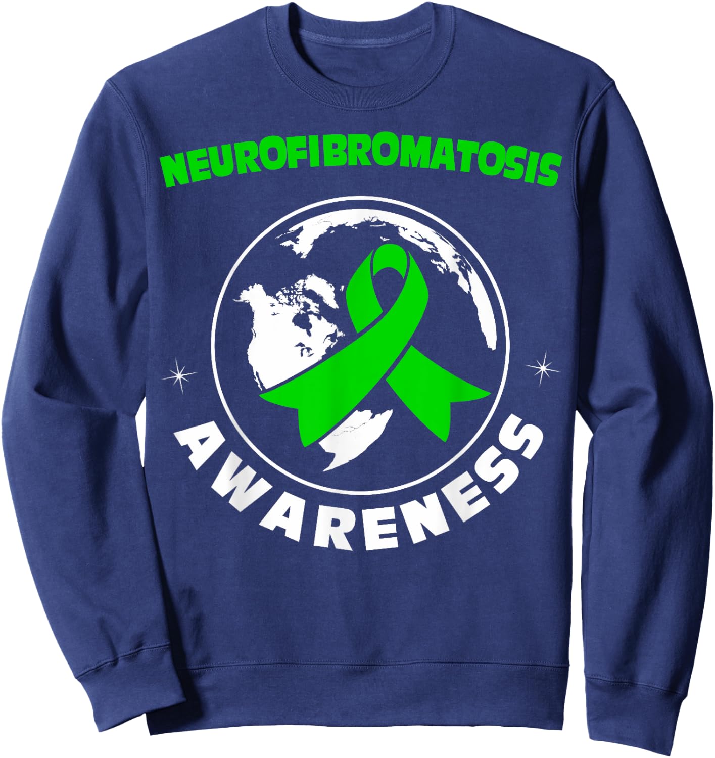 Green Awareness Ribbon Neurofibromatosis Sweatshirt - Sweatshirt | Navy