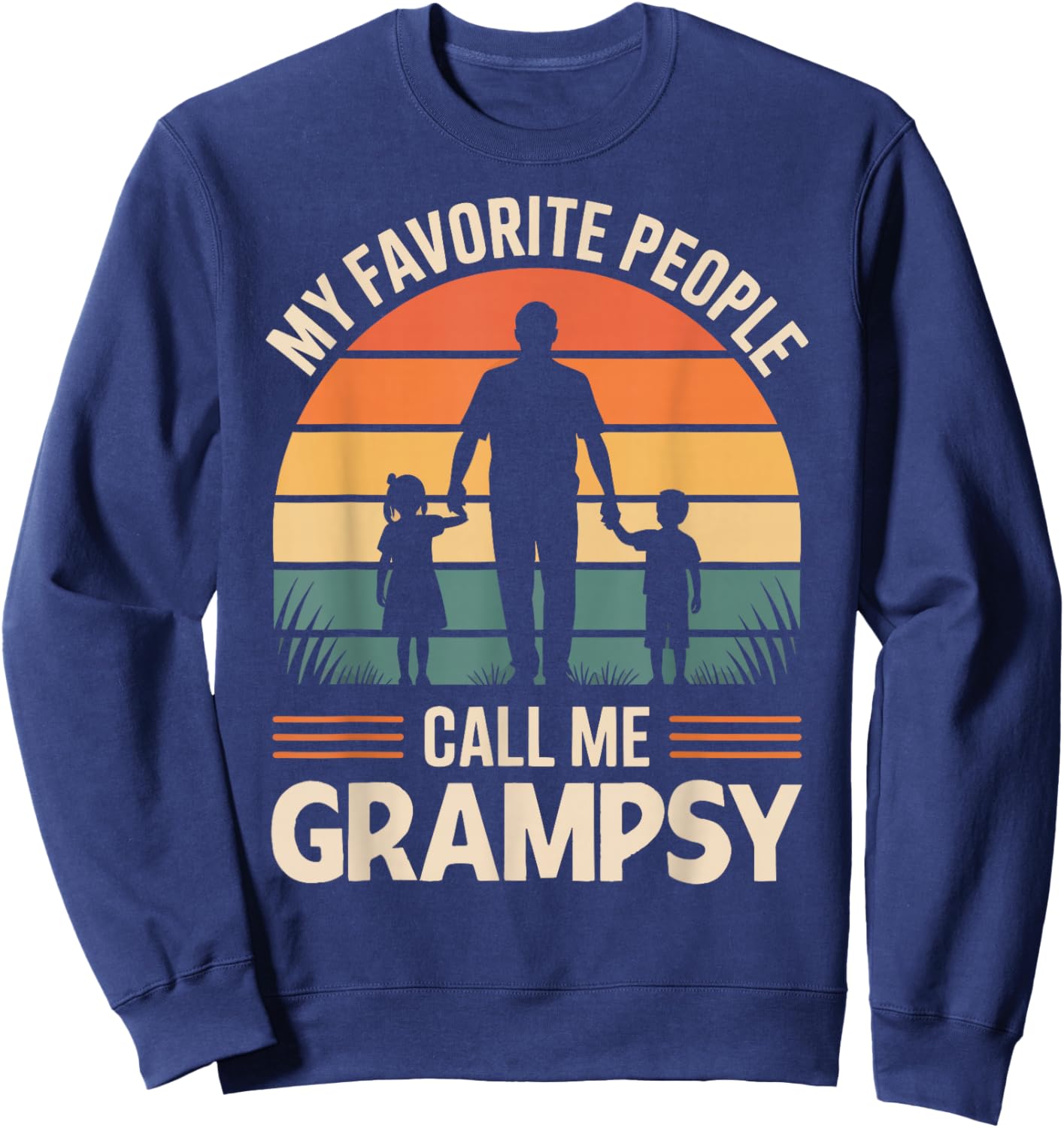 My Favorite People Call Me Grampsy Retro Sunset Sweatshirt - Sweatshirt | Navy