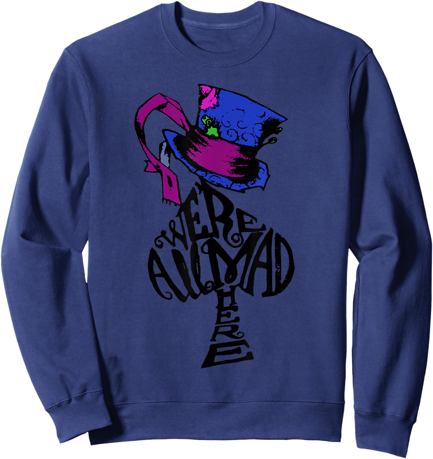 We're All Mad Here - Mad Hat & Spade Sweatshirt - Sweatshirt | Navy