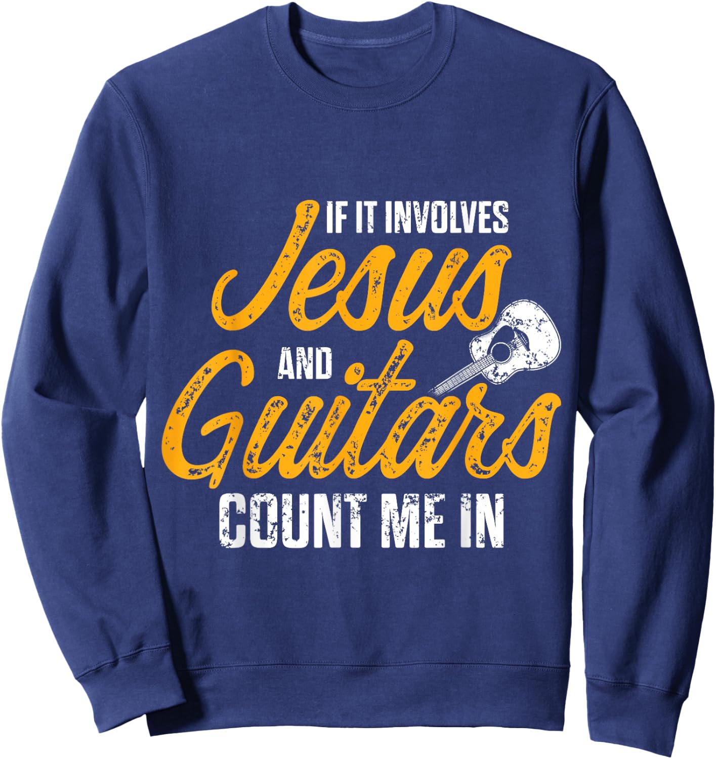 Christian Guitarist Jesus Church Worship Guitar Player Sweatshirt - Sweatshirt | Navy