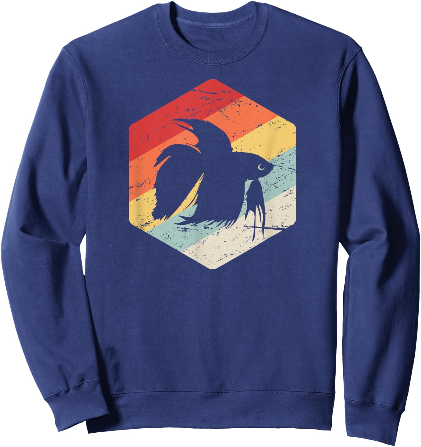 Retro Vintage Freshwater Aquarium Betta Fish Sweatshirt - Sweatshirt | Navy