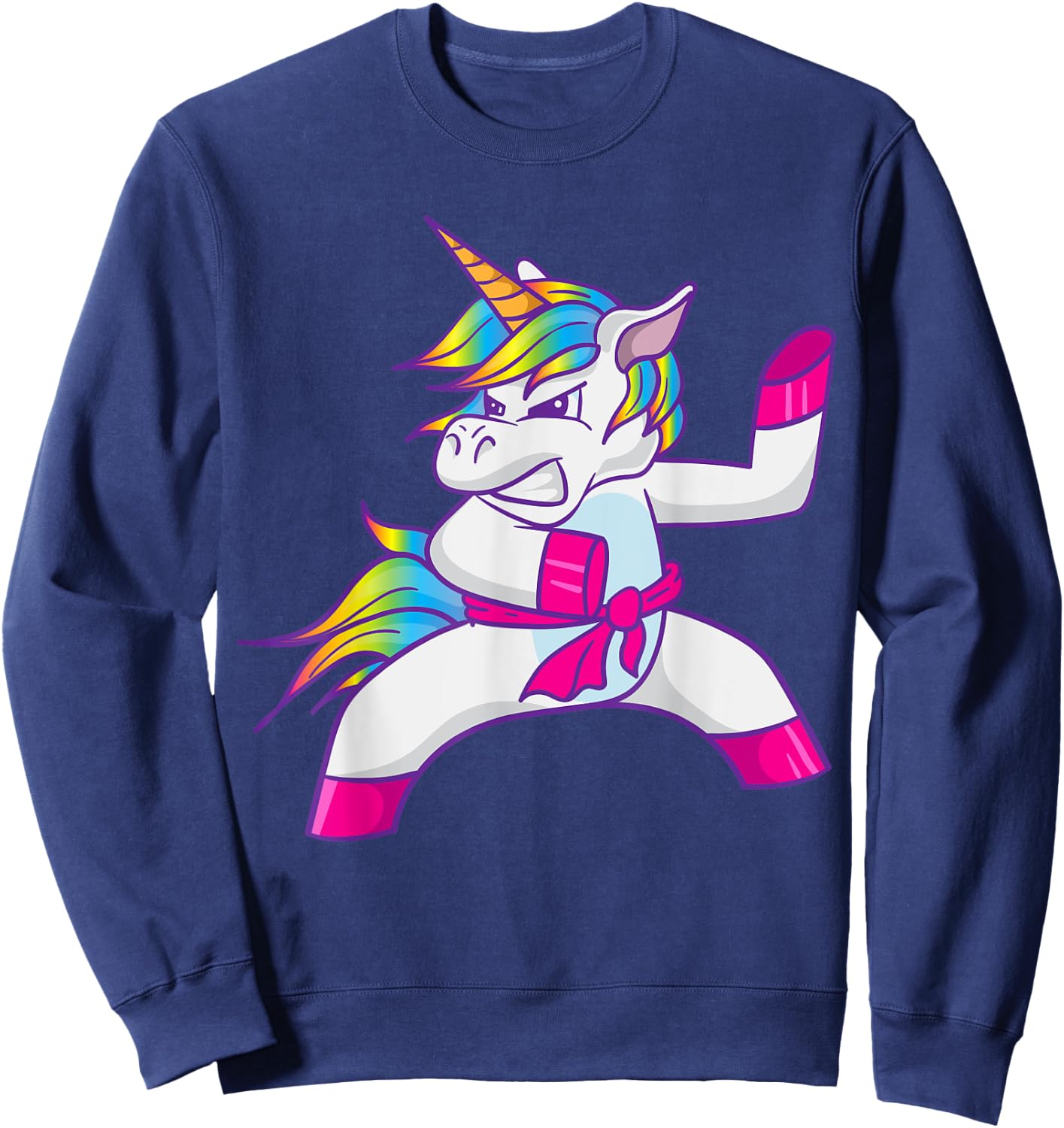 Ninja Unicorn Karate Taekwondo Kung Fu Fighting Unicorn Sweatshirt - Sweatshirt | Navy