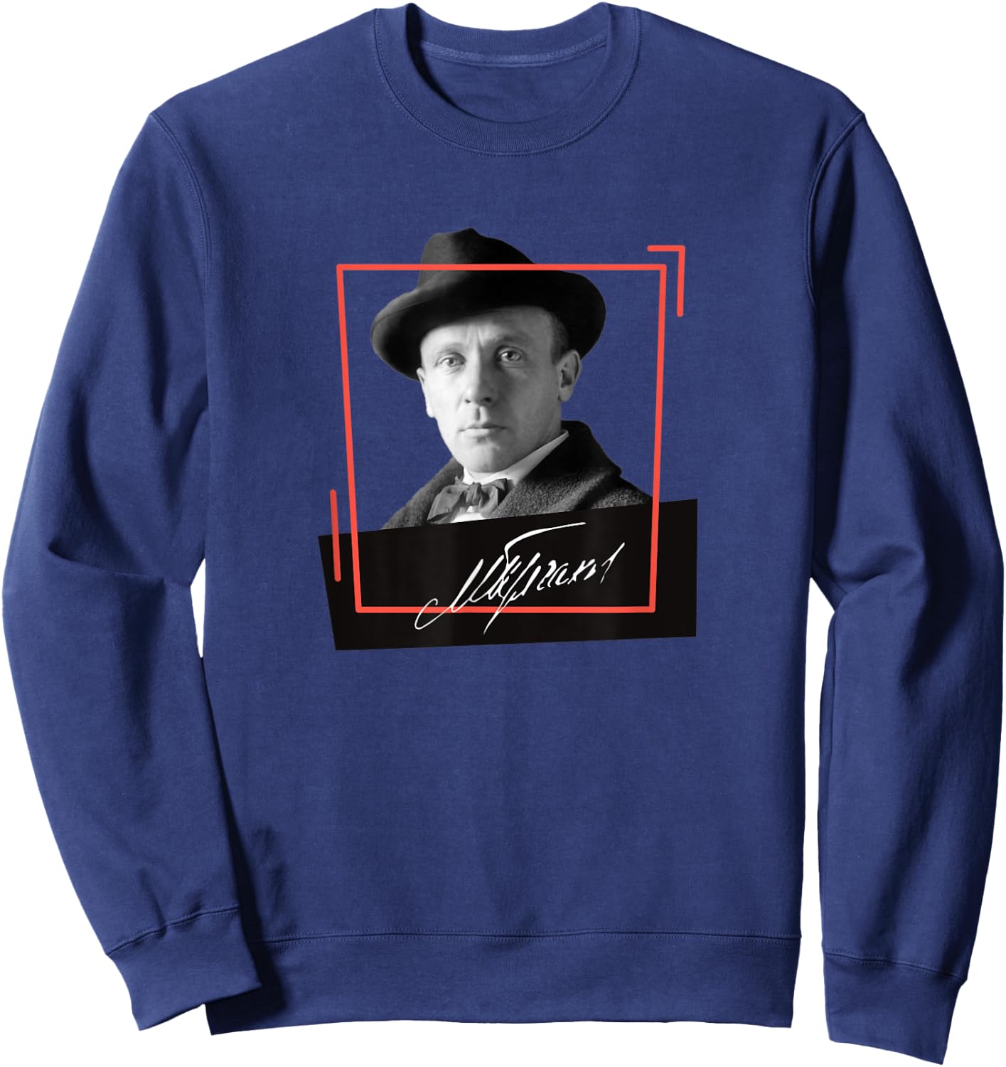 Russian Writer Mikhail Bulgakov With Signature Sweatshirt - Sweatshirt | Navy