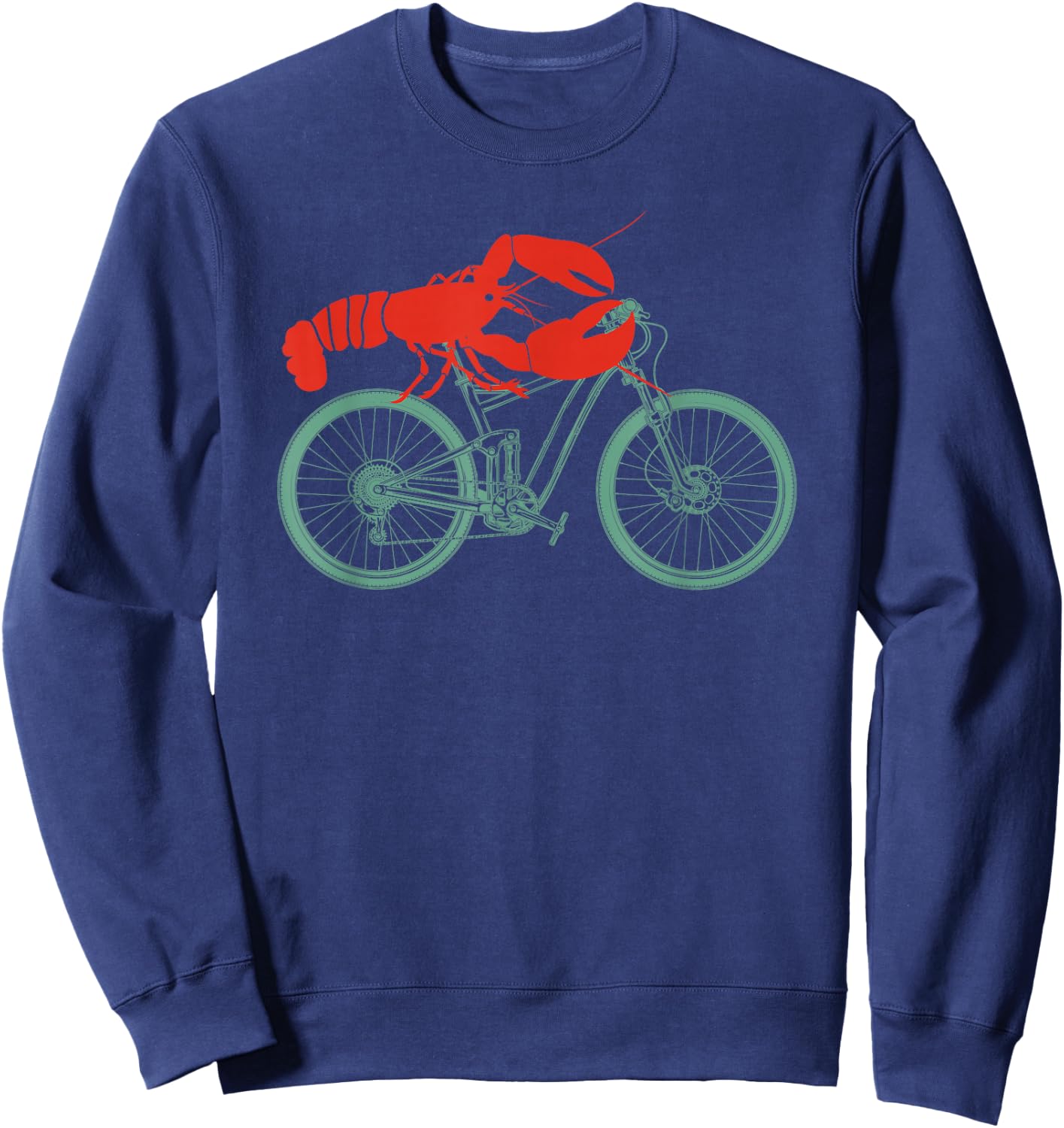 Cycling Lobster Mountain Bike Cyclist Cool Gifts -Adults Black Cotton Short Sleeve Classic Fit Collarless Retro Cycling Small Sweatshirt - Sweatshirt | Navy